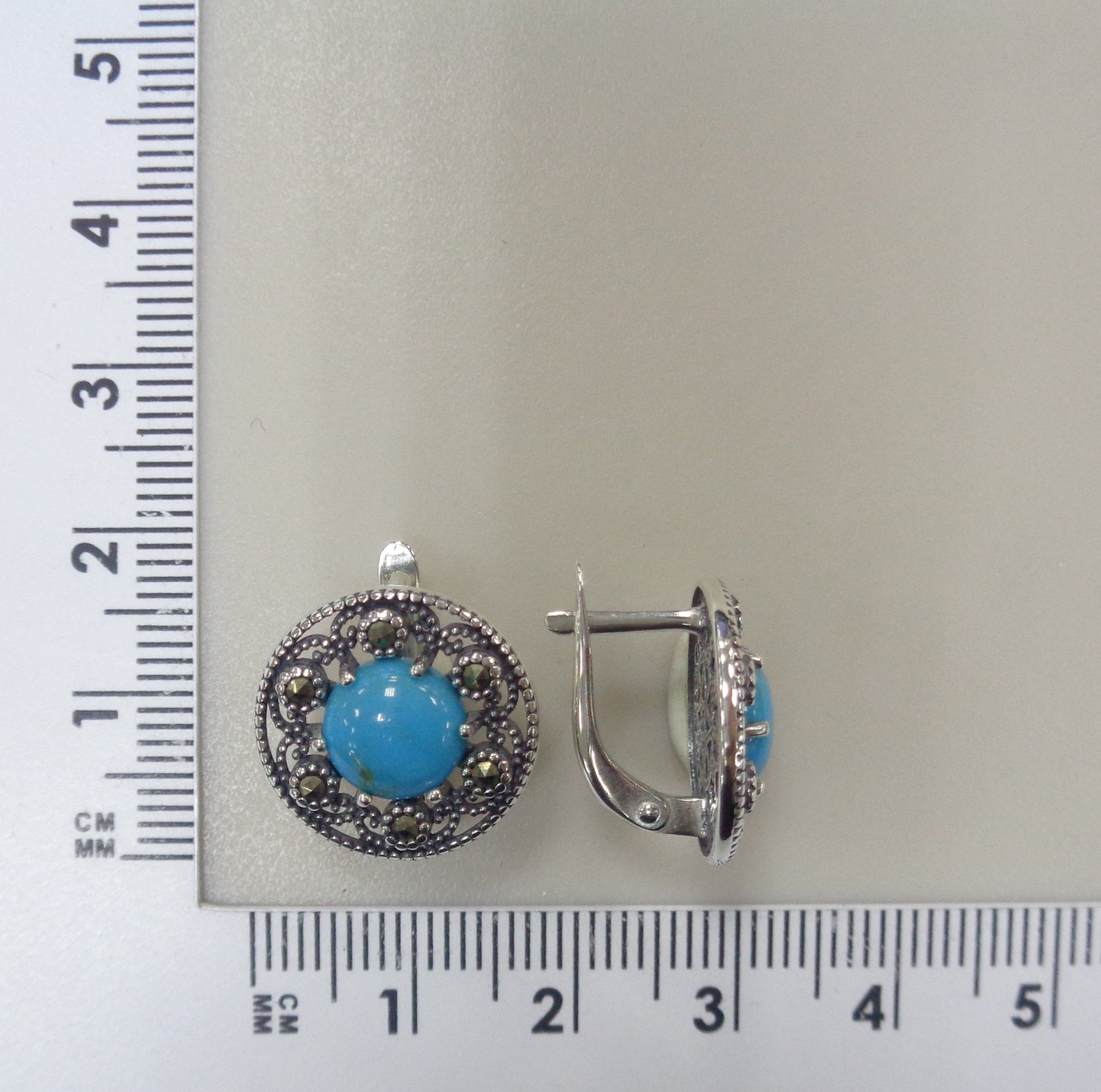 Серебряные серьги с бирюзой